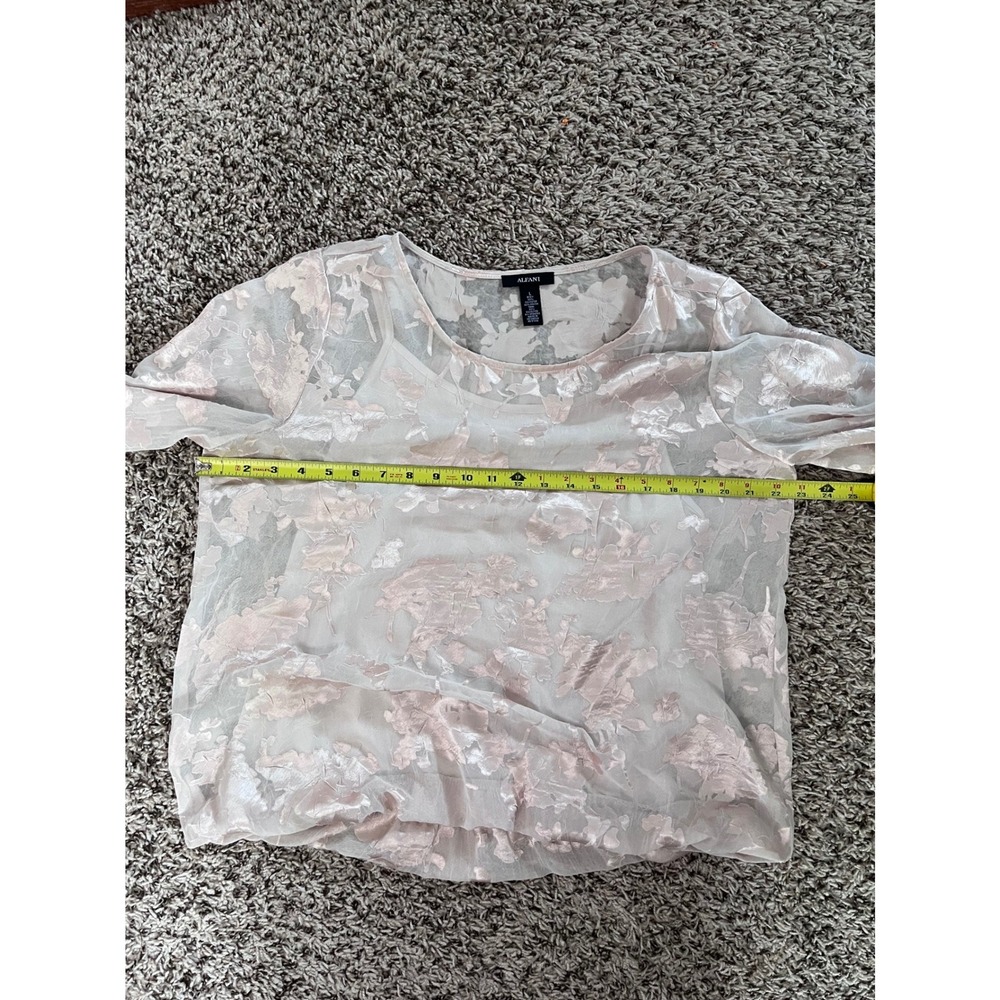 Alfani Womens Blush Pink Sheer Floral Burnout Blouse with Camisole Large - Picture 6 of 8
